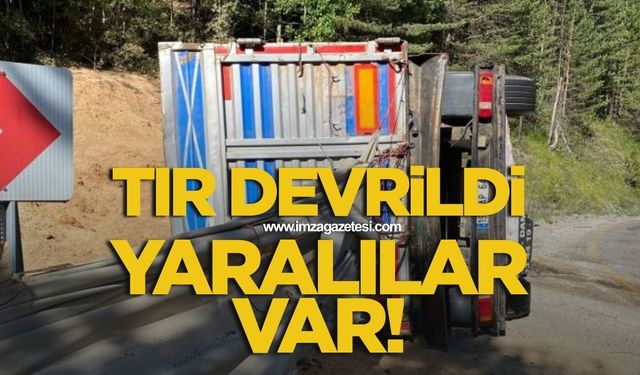 Tır devrildi! Yaralılar var