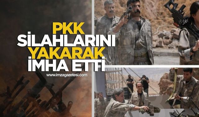 PKK silahlarını yakarak imha etti!