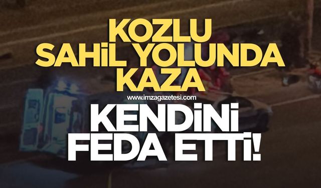 Kozlu sahil yolunda kaza! Kendini feda etti