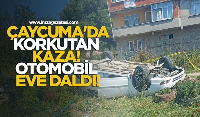 Çaycuma'da korkutan kaza! Otomobil eve daldı!