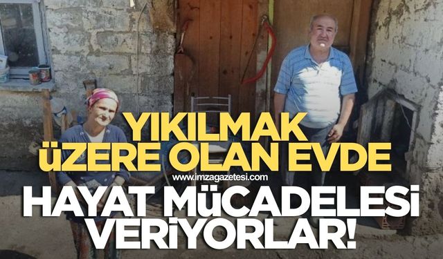 Zonguldak'ta yaşlı çift yıkılmak üzere olan evde yaşam mücadelesi veriyor