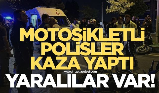 Motosikletli polisler kaza yaptı! 4 polis yaralandı