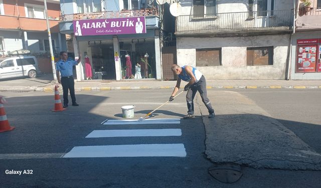 Çatalağzı'nda yaya geçitleri yeniden boyanarak daha güvenilir hale getirildi...