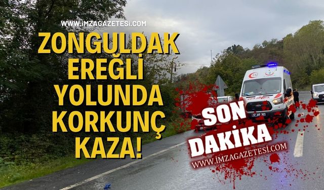 Zonguldak-Ereğli Yolunda Kaza! Araç Hurda Oldu!