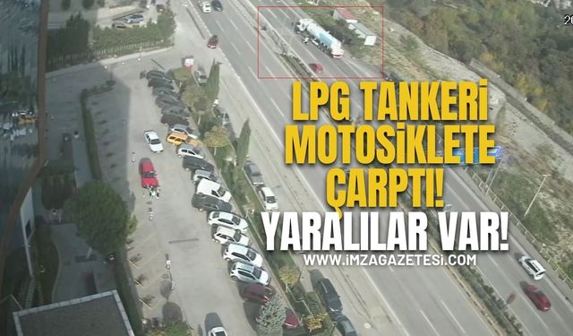 LPG Tankeri İki Motosiklete Çarptı... Sürücüler Yaralandı!