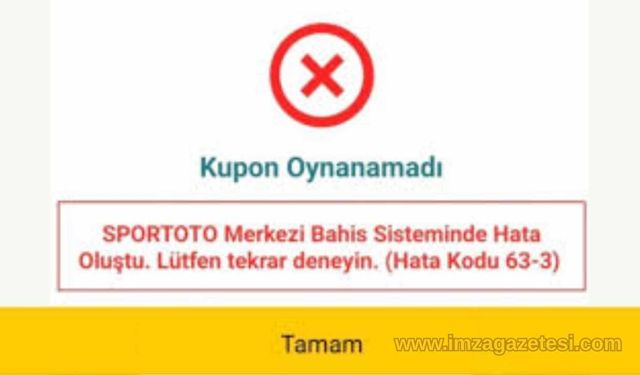 Spor Toto Merkezi Bahis Sisteminde Hata Oluştu Çözümü