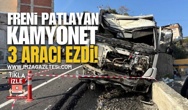 Freni Patlayan Kamyonet 3 Aracı Ezdi!