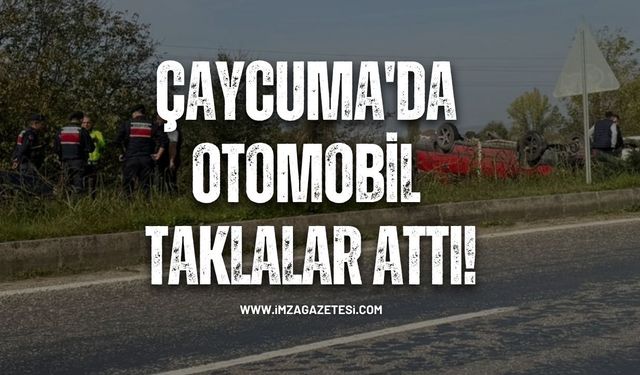 Çaycuma'da Otomobil Taklalar Attı!