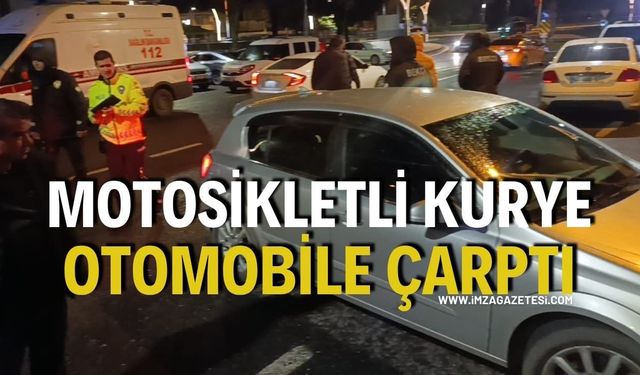 Motosikletli Kurye Otomobile Çarptı: 1 Ağır Yaralı