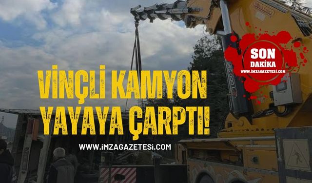 Vinçli Kamyon Geri Manevra yaparken yayaya çarptı!