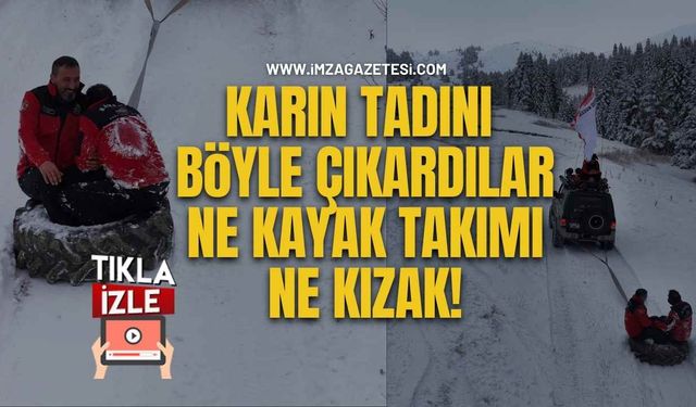 Karın Tadını Böyle Çıkardılar... Ne Kayak Takımı, Ne Kızak!