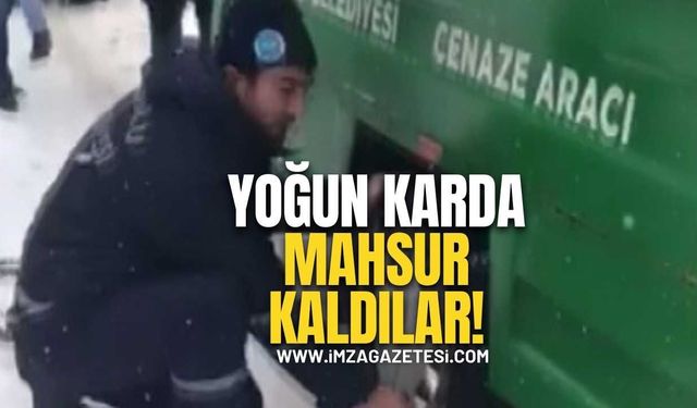 Yoğun Kar, Cenaze Aracını Mahsur Bıraktı!