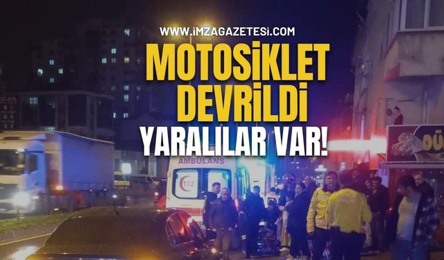 Zonguldak Ereğli'de motosiklet devrildi! Yaralılar var...