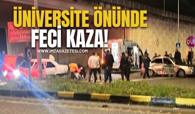 Üniversite Kampüsü Önünde 2 Araç Birbirine girdi!