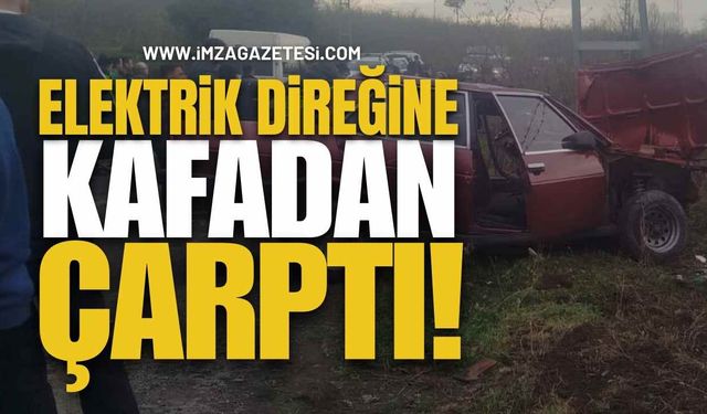 Elektrik Direğine Kafadan Çarptı!