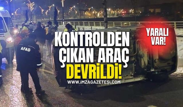 Kontrolden çıkan otomobil devrildi! Yaralı var!