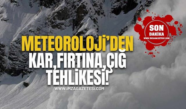 Meteoroloji'den Kar, Fırtına, Çığ Tehlikesi!