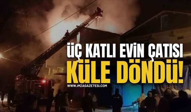 Gökçebey’de Çatı Yangını: Üç Katlı Evin Çatısı Küle Döndü