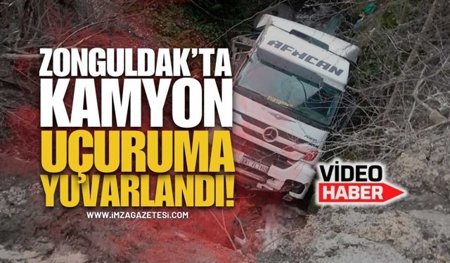 Alaplı'da Kamyon Uçuruma Yuvarlandı