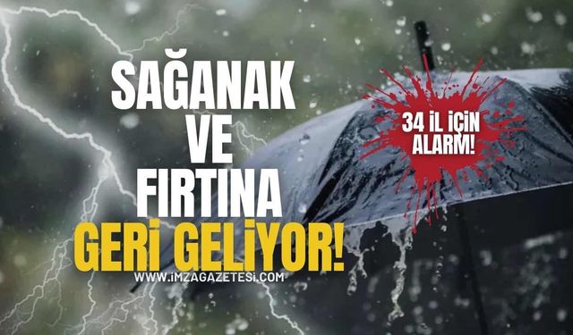 Sağanak ve Fırtına Geri Dönüyor! 34 İl İçin Alarm Verildi!