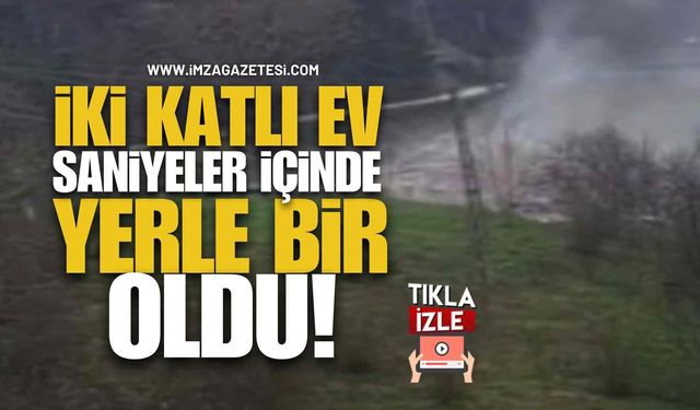 İki Katlı Ev Saniyeler İçinde Yerle Bir Oldu!