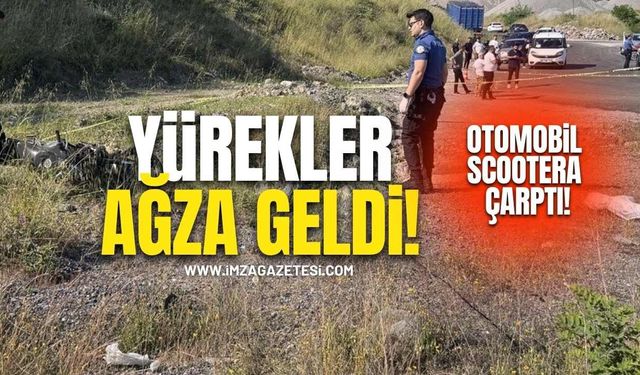 Kilimli'de Yürekler Ağza Geldi! Otomobil Scootera Çarptı!