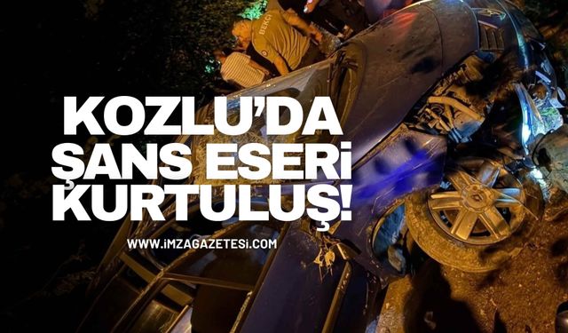 Kozlu'da Takla Atan Araçtan Sağ Çıktılar!