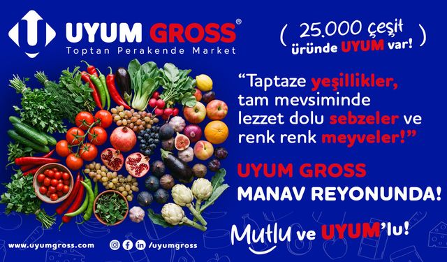 Tarladan sofranıza en taze ve kaliteli ürünler Uyum Gross Manav'da!