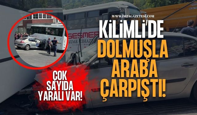 Kilimli'de Dolmuşla Araba Çarpıştı! Çok Sayıda Yaralı Var!