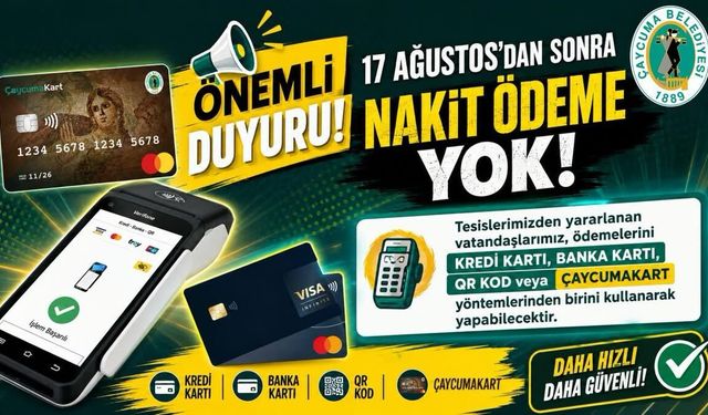 Belediyeden Önemli Duyuru! Nakit Ödeme Kabul Edilmeyecek!