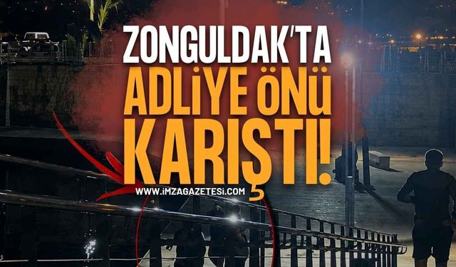 Zonguldak Adliyesi Önünde Korkunç Kavga: Şahsı Denize Atmaya Çalıştılar!