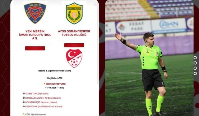 Zonguldak Hakemine TFF 3. Lig Müsabakasında Önemli Görev