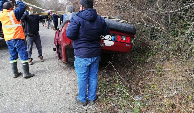 Kontrolden çıkan araç takla attı: 1 yaralı