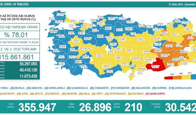 Son 24 saatte korona virüsten 210 kişi hayatını kaybetti