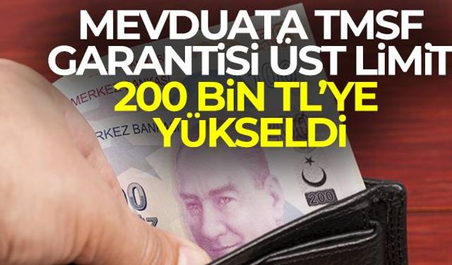 Mevduata TMSF garantisi üst limiti 200 bin TL'ye yükseldi...