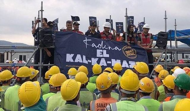 3 BİN 500 ERKEK İŞÇİDEN ‘’KADINA EL KALKAMAZ’’ PANKARTI...