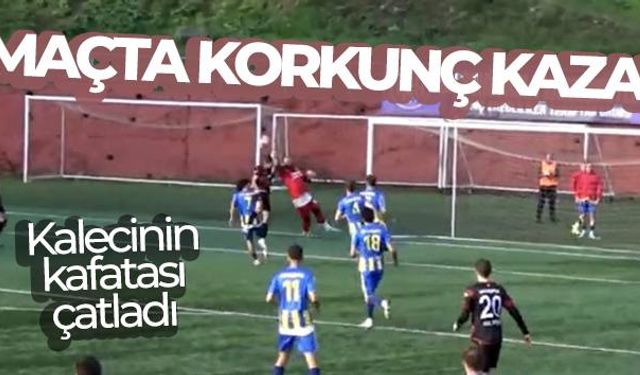 Çaycumaspor'un kalecisi Demirdelen'in maçta yaşadığı kazada kafatası çatladı...O anlar amatör kamerada