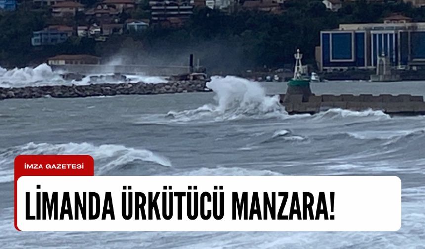Zonguldak’ta öğlen saatlerinde etkili olan kuvvetli fırtına ve yağış nedeniyle limanda dalgalar mendirekleri aştı. Dalgaların boyu zaman zaman 7 metreyi kadar buldu.