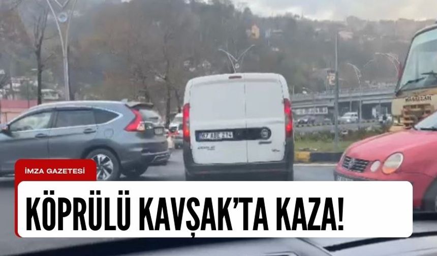 Zonguldakta Karaelmas Köprülü Kavşak mevkisinde bir otomobil karşı şeride geçeceği sırada refüje çarptı.