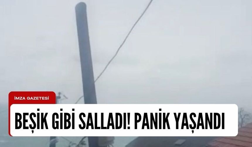 Zonguldak’ta Yeşil Mahalle’de Ahmet Galatalı sokakta öğlen saatlerinde kuvvetli rüzgar nedeniyle bir elektrik direği yıkılma tehlikesi geçirdi.