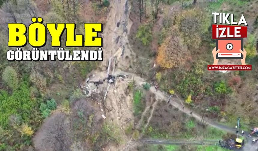 Zonguldak'ta heyelan dronla havadan görüntülendi... İşte 2 kişinin can verip 21 kişinin ölümden döndüğü alan