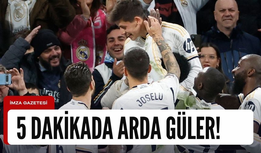 5 dakikada Arda Güler! 89. Dakikada oyuna giren Arda Güler'in Reel Madrid'deki ilk golü...