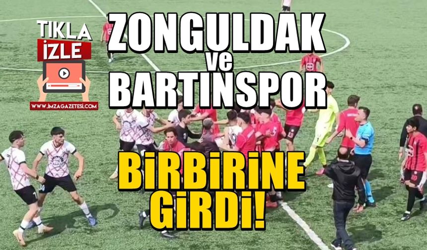Zonguldak Asmaspor ile Bartınspor futbolcuları Karabük'te birbirine girdi!