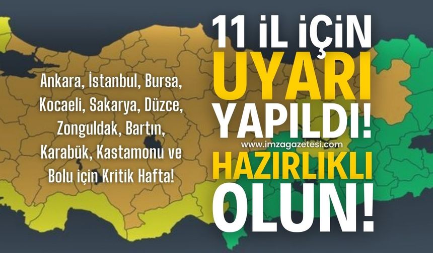 Ankara, İstanbul, Bursa, Kocaeli, Sakarya, Düzce, Zonguldak, Bartın, Karabük, Kastamonu ve Bolu için hava durumu!