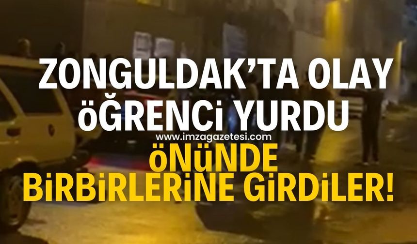 Zonguldak'ın Kozlu ilçesinde olay! Öğrenci yurdu önünde birbirlerine girdiler