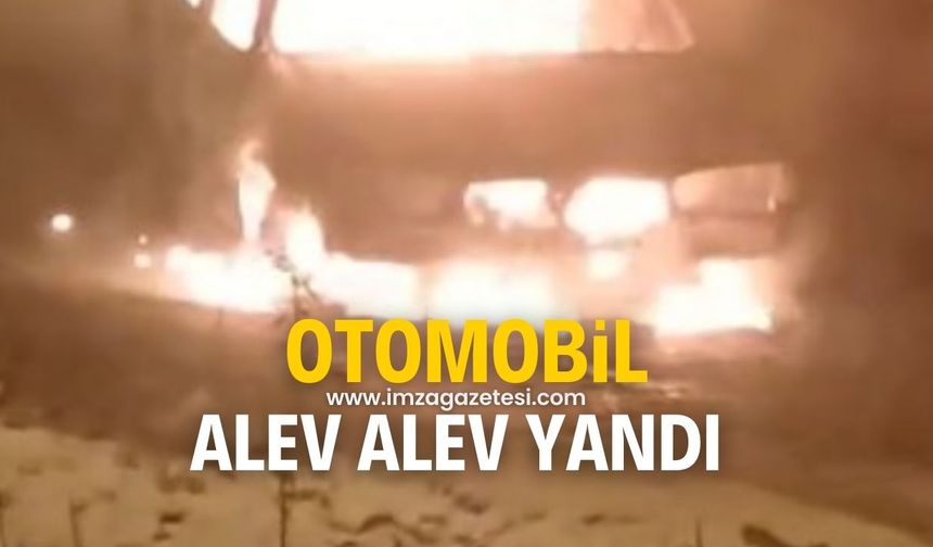 Seyir halindeki otomobil alev topuna döndü