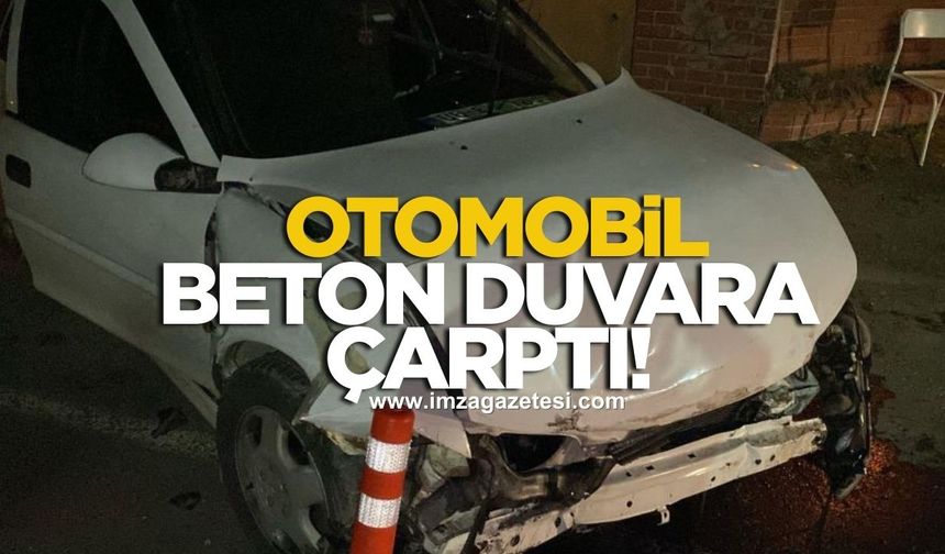 Otomobil beton duvara çarptı! Sürücü araçta sıkıştı