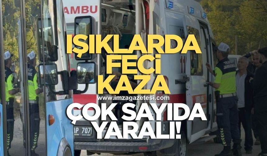 Düzce-Zonguldak yolunda halk otobüsüyle otomobil çarpıştı! Yaralılar var