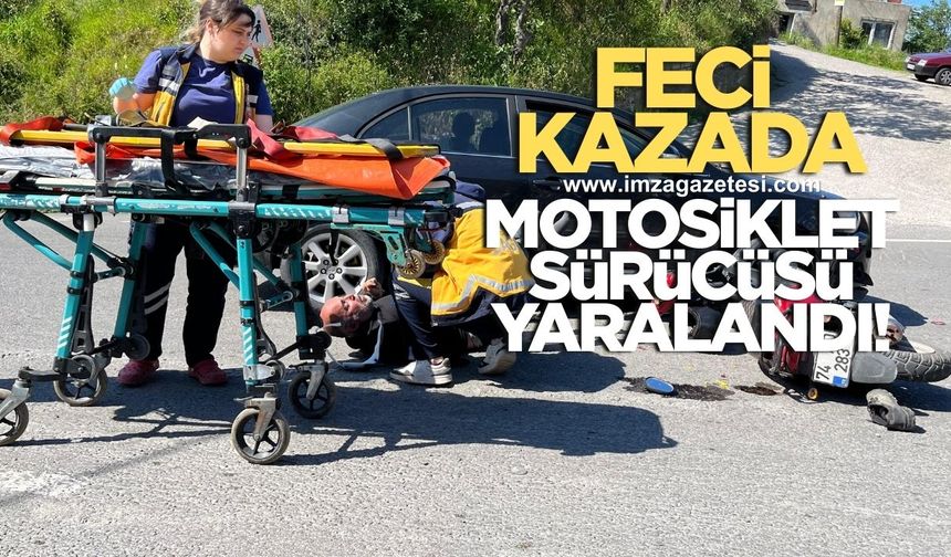 Motosiklet, otomobille çarpıştı! 1 yaralı