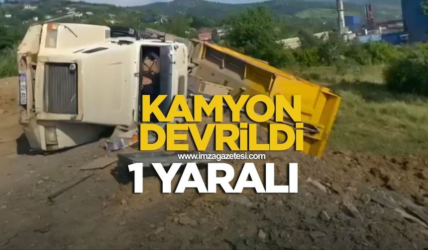 Kamyon devrildi 1 yaralı